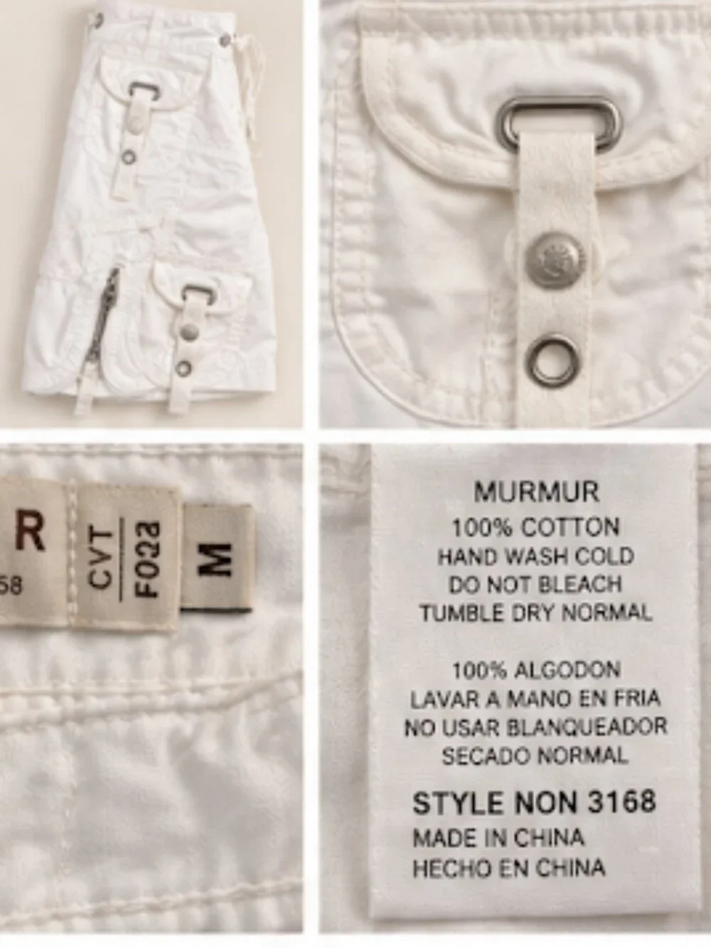Anthropologie MÜRMÜR White Cargo Bermuda Shorts Size M Utility Y2K